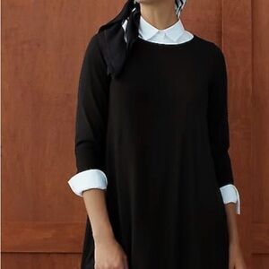 J Jill Women's Black Long Sleeve Maxi Dress minimalist, capsule, modern, luxury